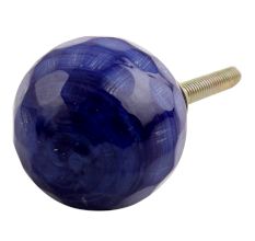 Round Navy Blue Glass Drawer Knob 